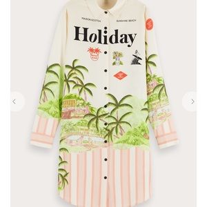 Scotch and Soda Holiday Print Shirt Dress Medium
